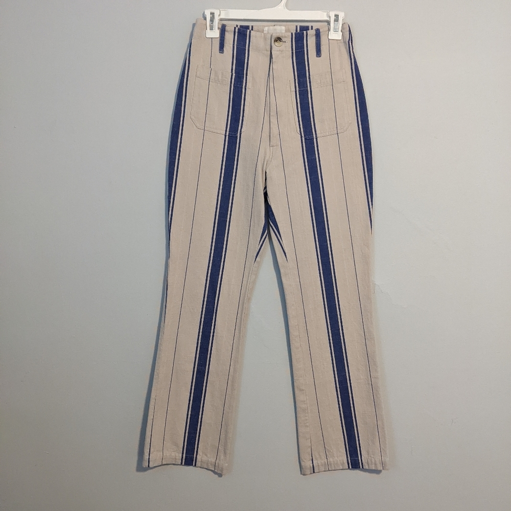 Dôen blue and cream stripe pants 25